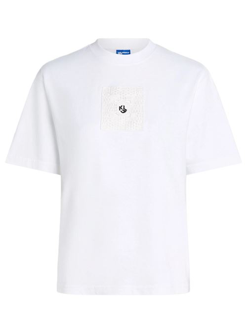 T-shirt donna bianca in cotone Karl Lagerfeld jeans | A2W17096100